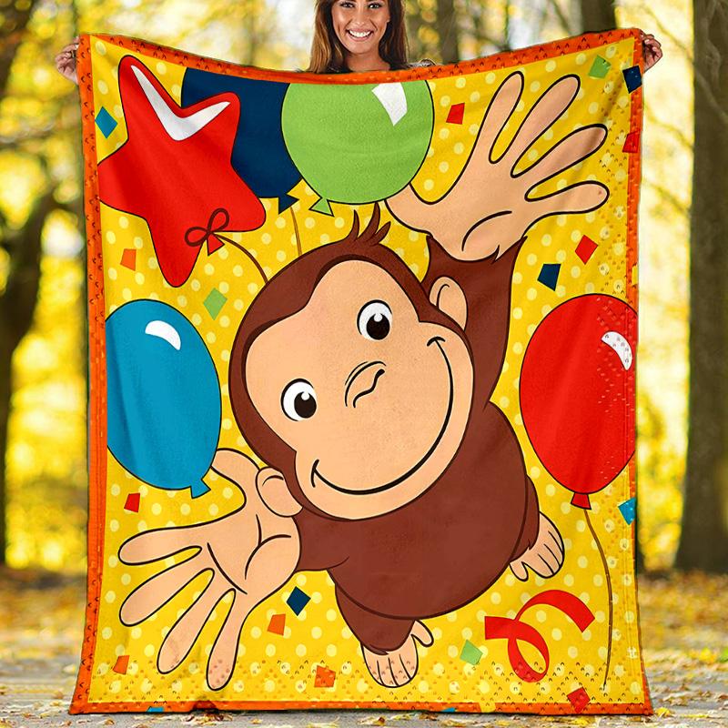 Curious George printed throw blanket—lightweight,soft,warm;versatile blanket for all seasons—perfect as &air-conditioning throw,nap blanket