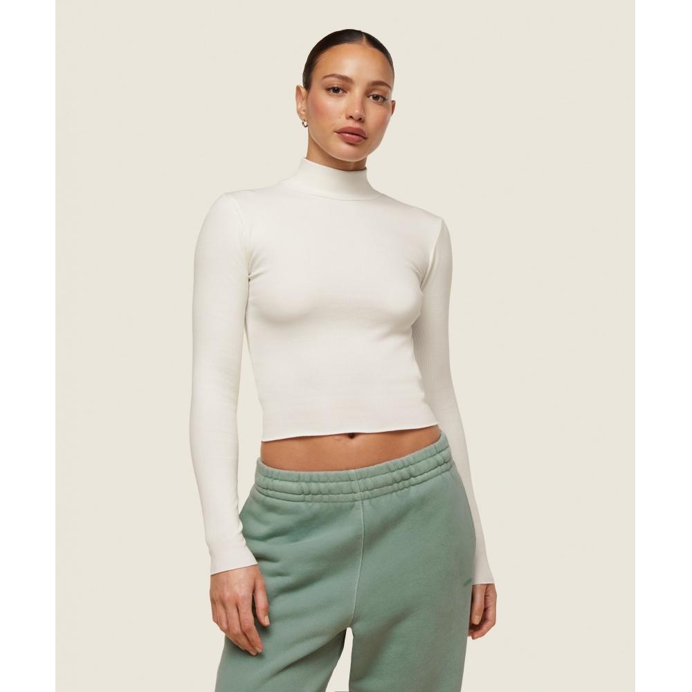 

GYMSHARK everywear Long Sleeve Ribbed Turtle Neck Soft White B1C2G WCMY