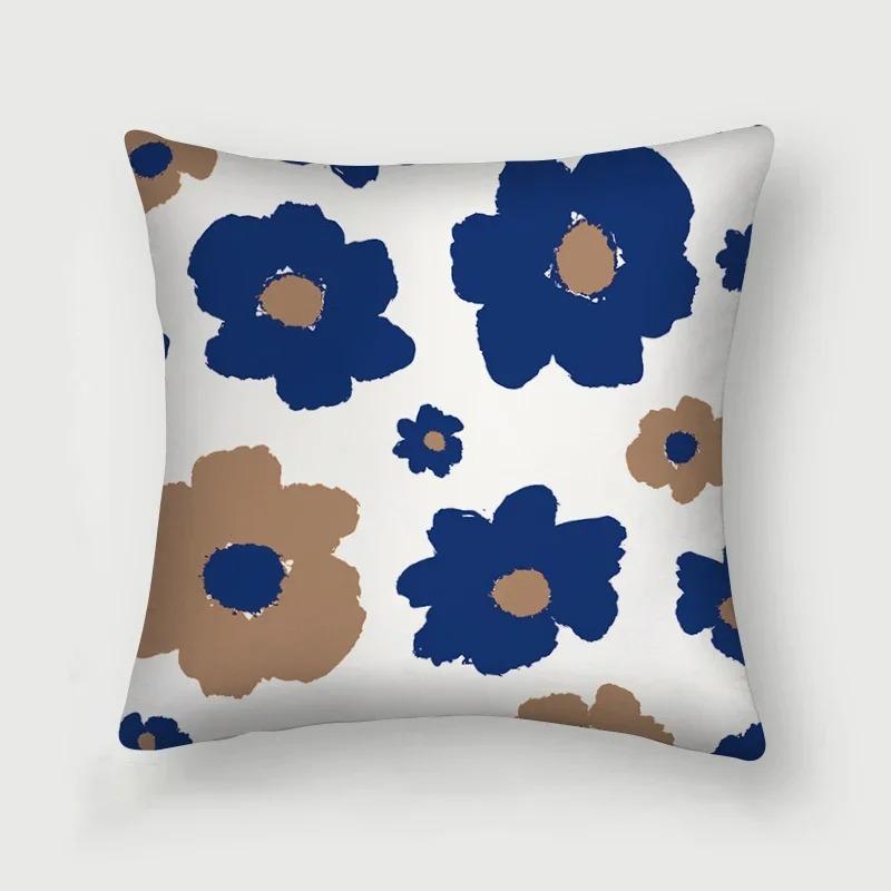 Office Living Room Home Pillowcase Abstract Blue Flower Pillowcase Car Ornaments