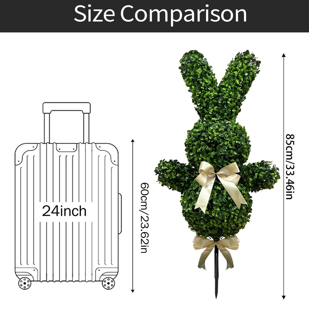 Artificial Bunny Shaped Topiary Tree Decorative Garden Stake Realistic Faux Plant Sculpture for Indoor Outdoor Use Easter Spring Decoration