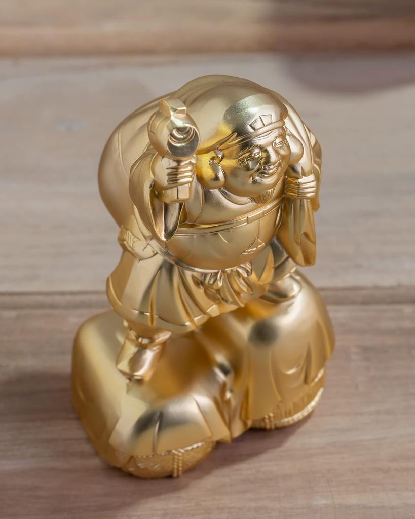 one of the Seven Lucky Gods by Makita a Buddhist Original Buddhist Takaoka bronzeware Daikokuten, (gold-plated/24k gold) Shuun, sculptor. statue,