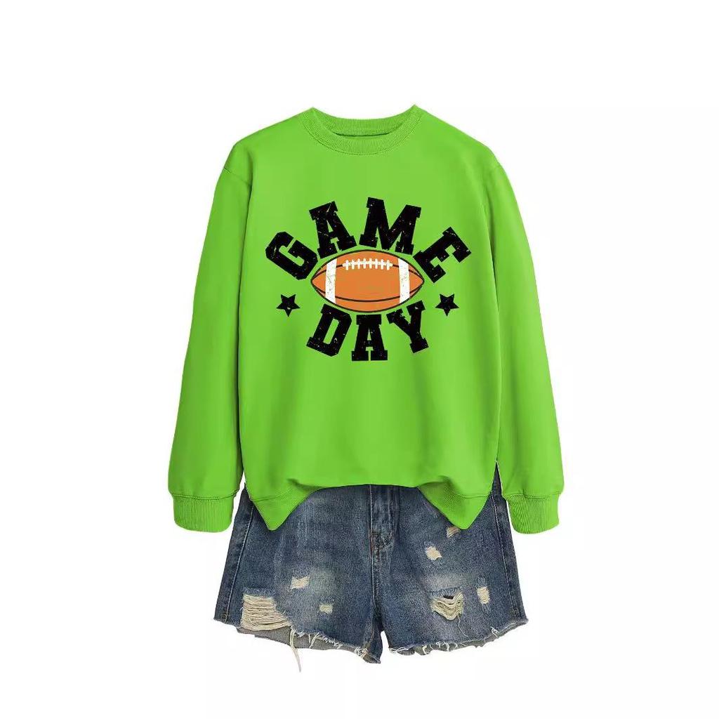 Colorful Football Letter Crewneck Sweatshirt - Game Day Long Sleeve Casual Wear