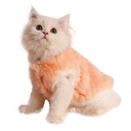 

Кошки Пушистый Жилет Зимний Теплый Наряд Кошка Повседневная Одежда Пушистые Питомцы Пальто Милый Свитер для Собаки для Девочки Мальчика Котят Щенков Маленьких Собак L темно-оранжевого