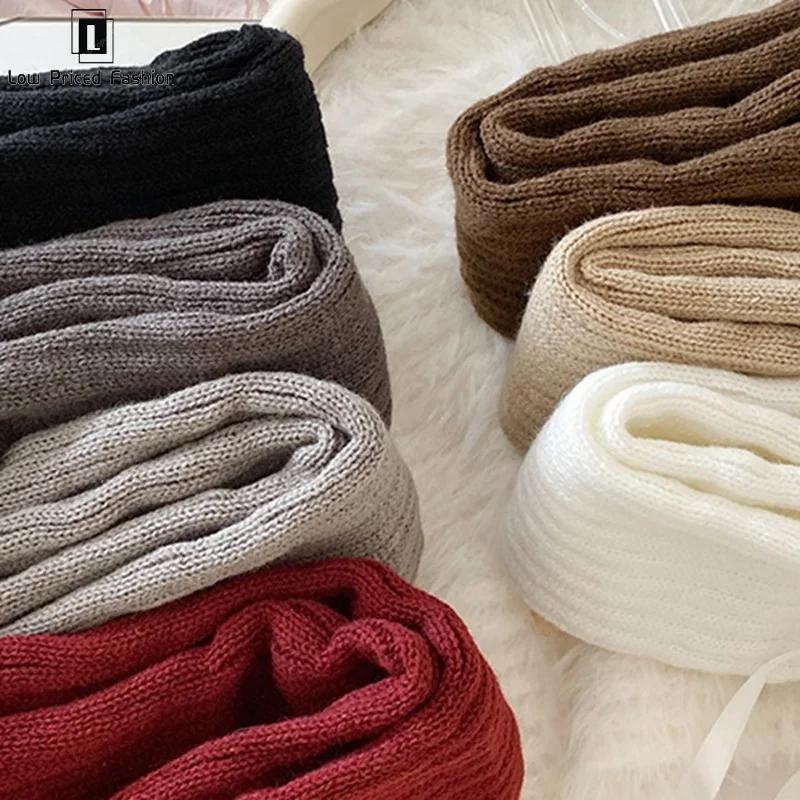 Autumn Winter Leg Warmers Woman Lolita Lace Bowknot Knitted Socks Girls Knee Warmers Long Stockings Warm Foot Cover Boot Socks
