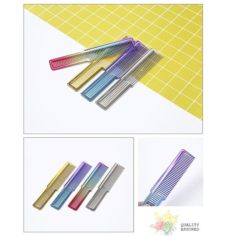 1Pc Portable Barber Hairdressing Tool Hair Salon Electroplating Haircut Hairdressing Comb Men Flat Head Comb
