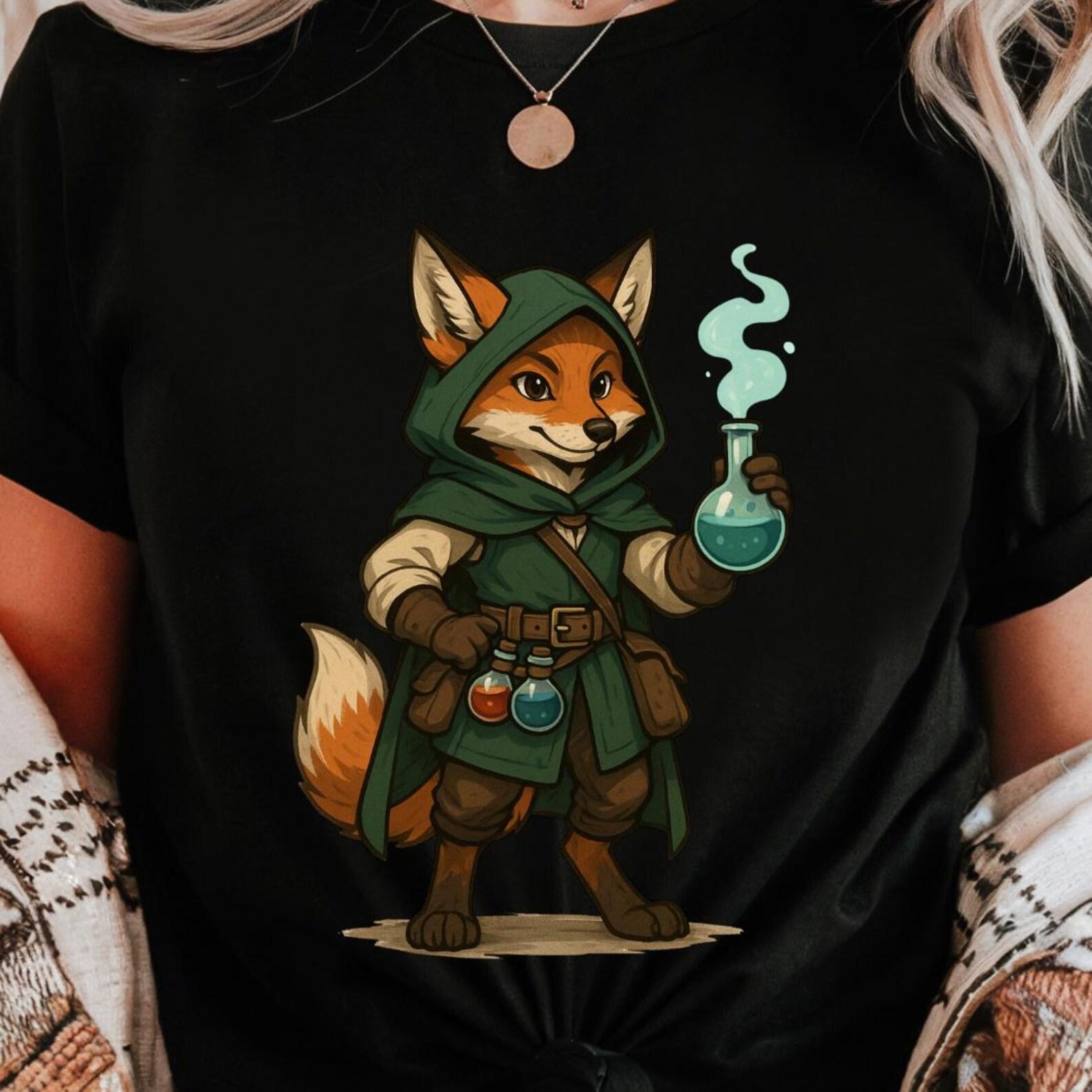 Fox Alchemist Shirt | Fantasy Potion Maker Tee | RPG Herbalist Art S