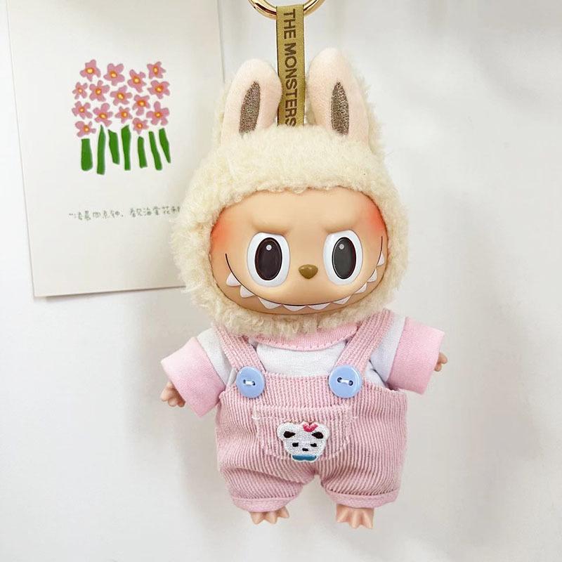 17cm Labubu Doll Clothes: Ice Cream Overalls - Cute Pendant Blind Box