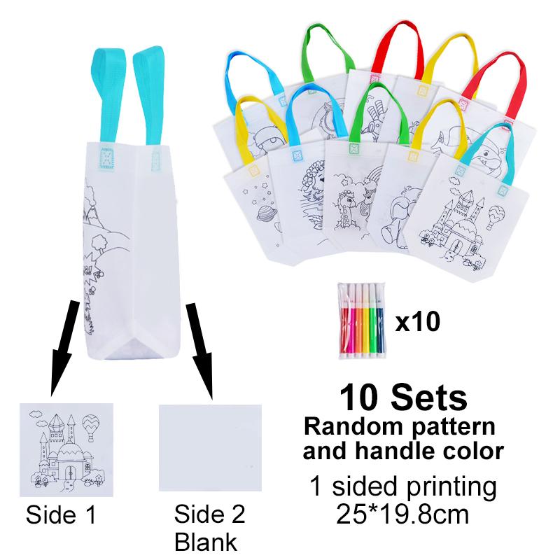 DIY Graffiti Bags Coloring Marker Painting Non-Woven Gift Bags For Kids Birthday Party Favor Piñata Filler Party Supplies