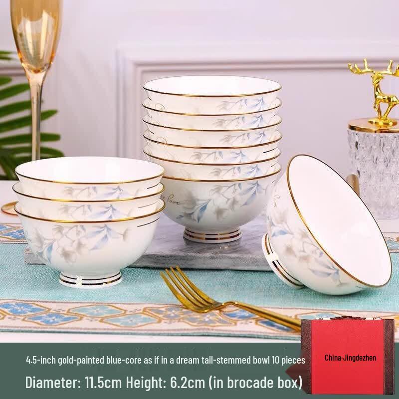 Qiqei Jingdezhen 5-inch Ceramic Footed Bowl