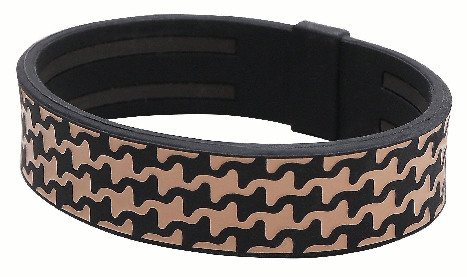 

phiten Браслет RAKUWA Браслет S Силиконовый Узор «Гусиная лапка» 17 см Черный/Бежевый