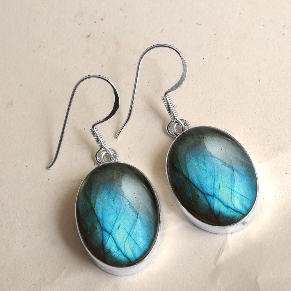 Handmade Labradorite Earring Solid 925 Sterling Silver Women Jewelry