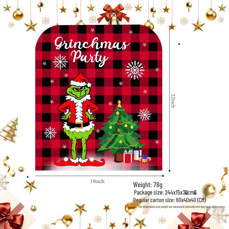 Grinch Green Fur Monster Christmas Table Runner & Chair Cover Set