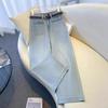 Spring 2026 Women's Light Blue High-Waist Straight-Leg Jeans - Petite, Loose, Trendy Design