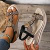 Pearl Crystal Decor Wedge Sandals for Women Bohamian Style Chunky Platform Sandalias Mujer Summer 2025 Thick Bottom Beach Shoes