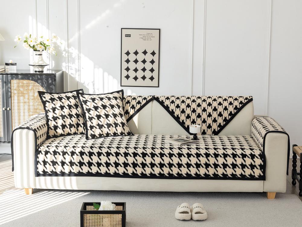 French Retro Sofa Cushion Autumn and Winter Shu Cotton Plush Non-Slip Seat Cushions Sofa Cover Cover Cloth