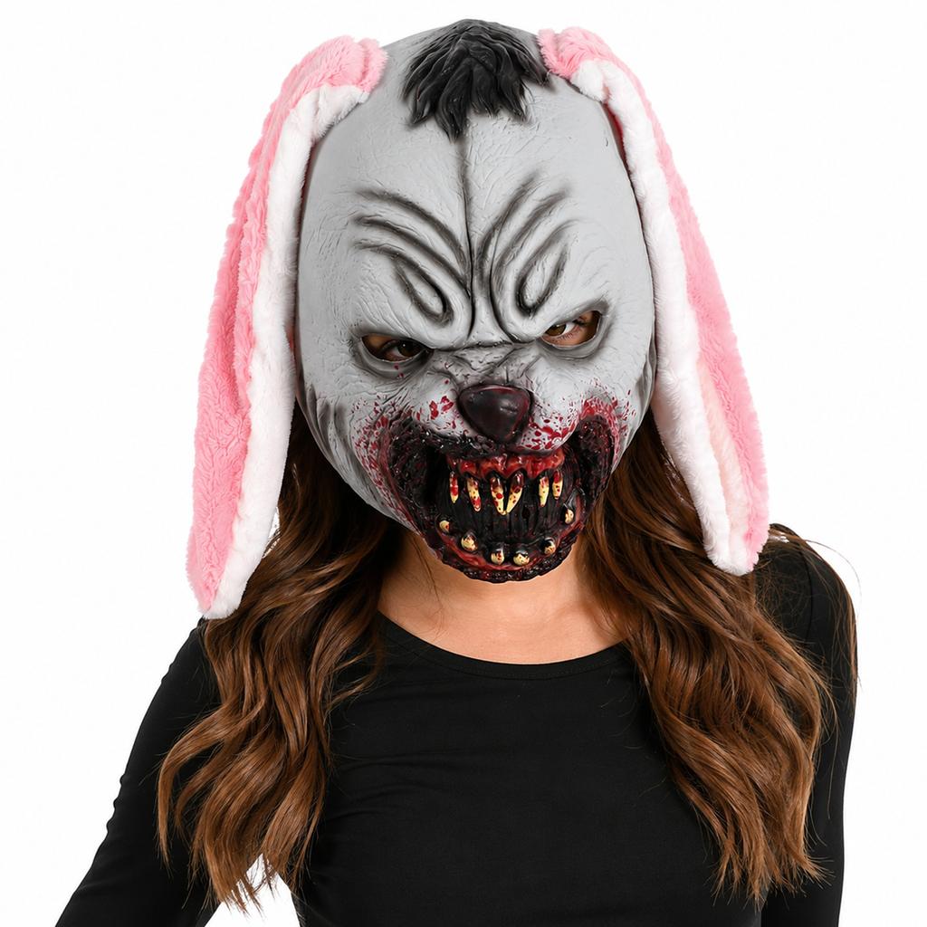 Popular evil rabbit mask Bloody Mutant Fang Headgear Halloween cos Party Horror Props