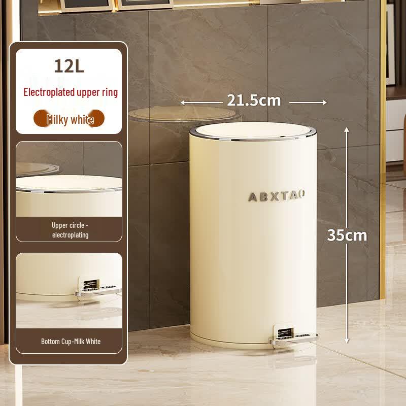 CAIZIBAO 12L Stylish Metal Round Trash Can