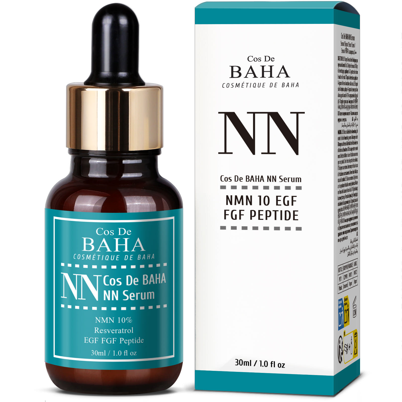 COS De BAHA NMN 10% Resveratrol EGF FGF Peptide Anti-Aging Firming Serum 30ml 30ml 1EA