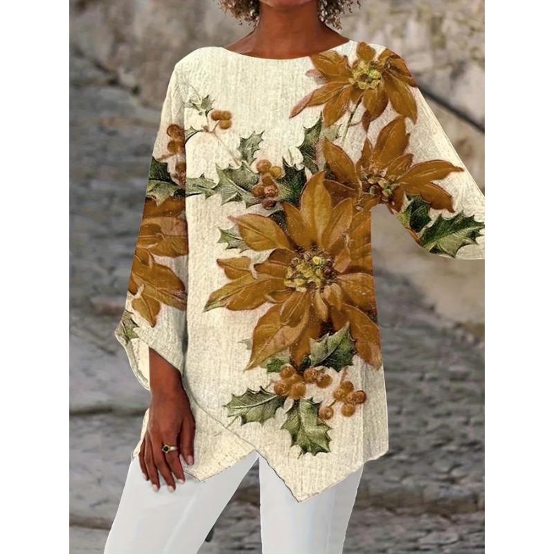 Round Neck long Sleeve Tunic Top
