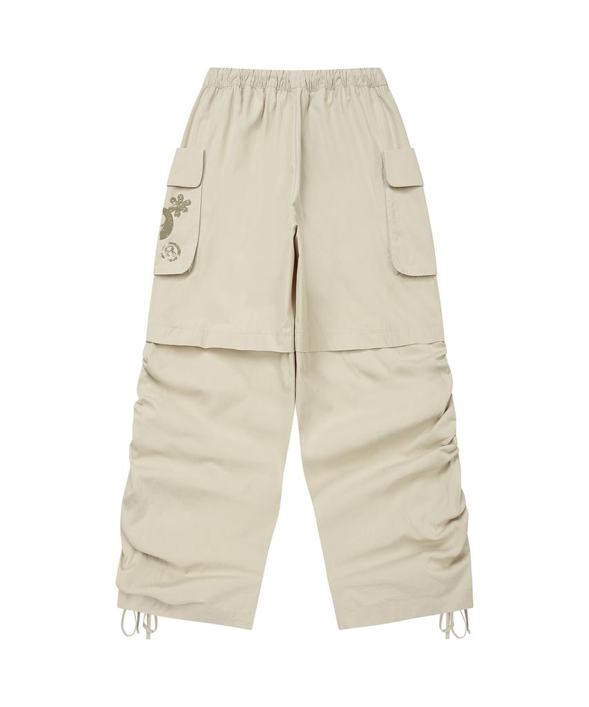 LMR Shirred Point String Cargo Pants Beige
