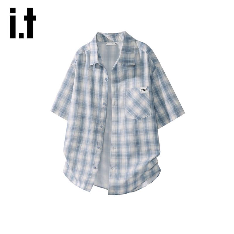Izzueit Men s Casual Plaid Short Sleeve Shirt XL