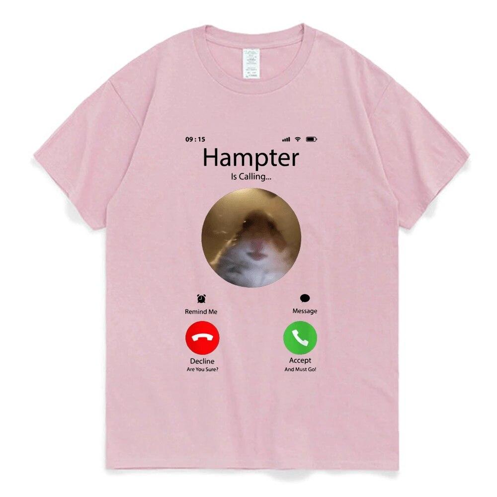 Dank Meme Hamster Staring Front Camera Hampter Calling T Shirt for Unisex Women Cute Oversized Graphics T-shirt 100% Cotton Tees