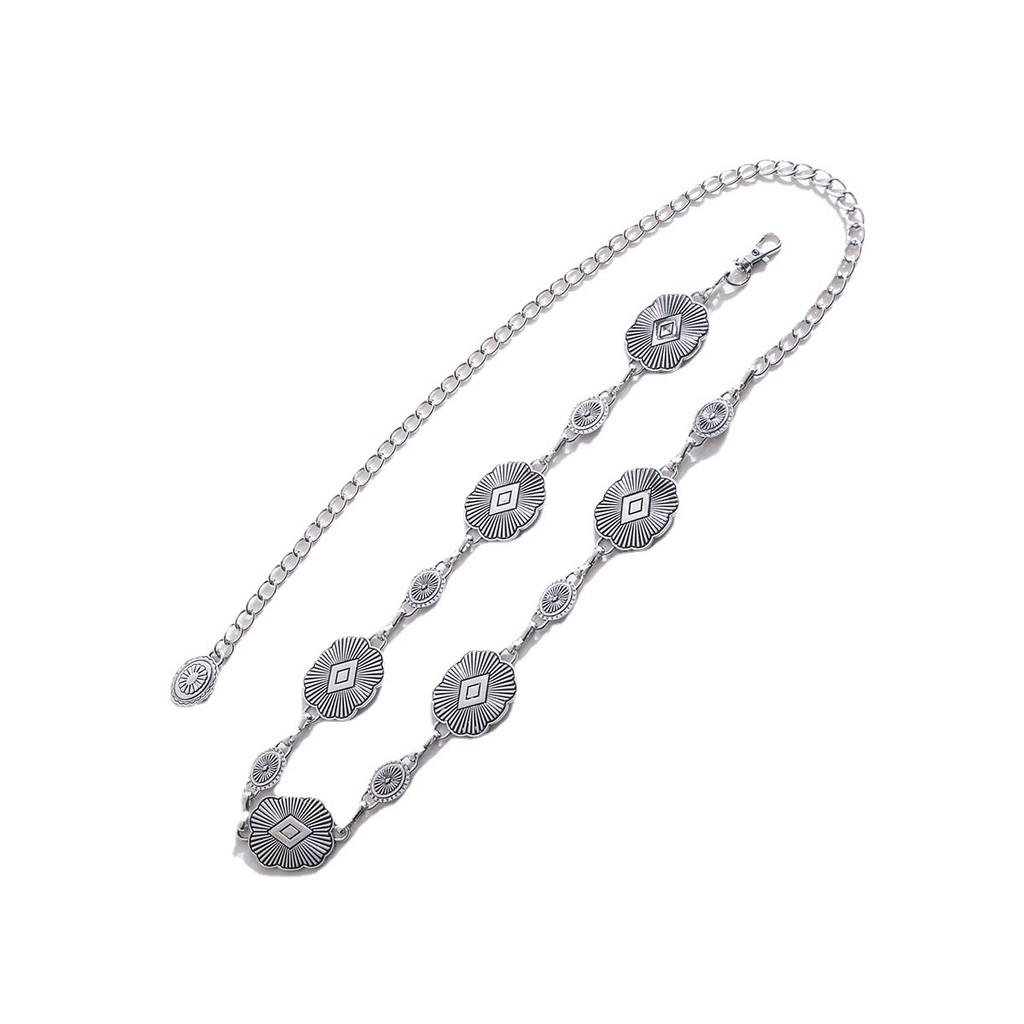 Artistic Metal Waist Belt With Hook Closure For Bohemian Fashion Girls