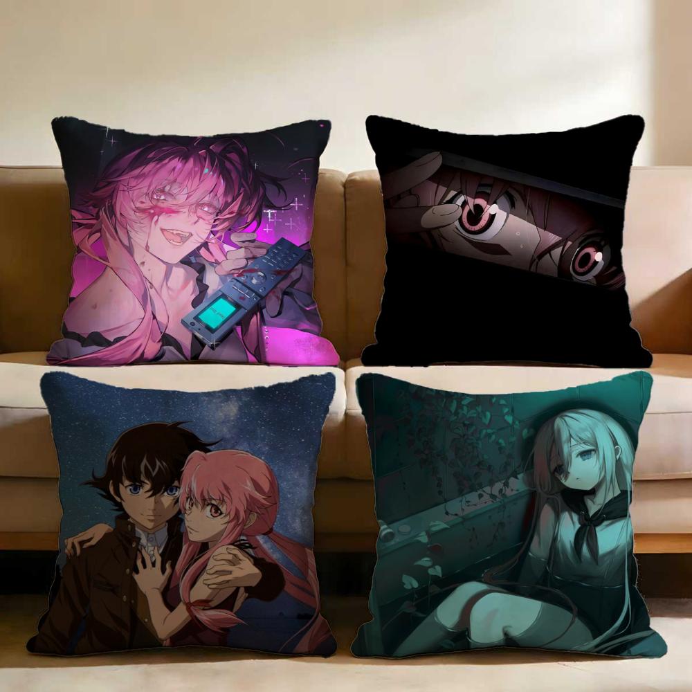 M-Mirai N-Nikki Cushion Cover Multi-Scene Pillow Cover for Home & Car - Reversible, Soft & Durable for Daily Use