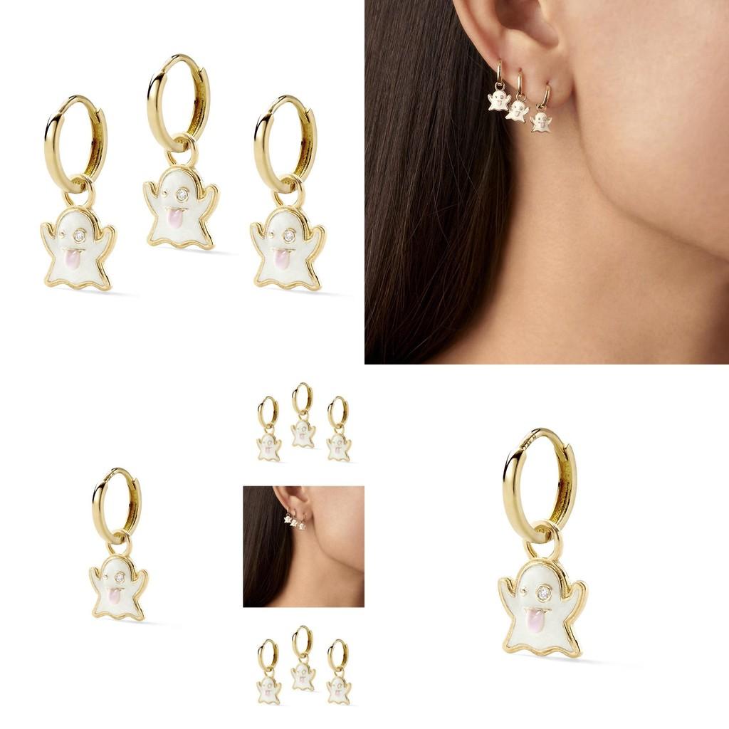 Fashionable Alloy Ghost Earrings Set With White Diamonds Perfect For Gifting
