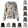 Women Long Sleeve Button Front Cardigan Halloween Print Lightweight Knitwear Pullover Top for Casual Wear and Work