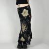 Goth Dark Y2K Aestheics Double Layer Mesh A Line Skirt Women Fashion Florals Print Slim Skirts Fairy Streetwear Gothic Bottoms
