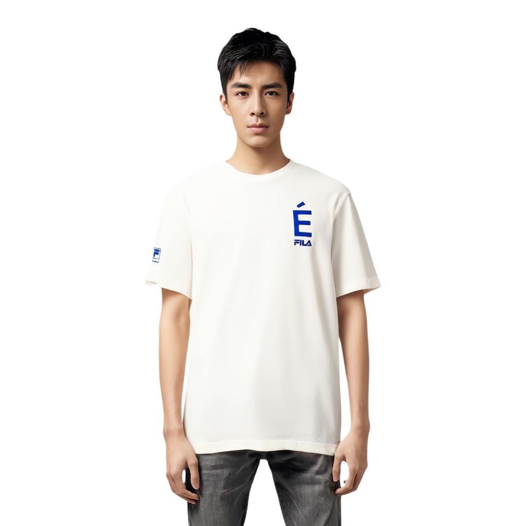 Fila X Études Letter Logo Print Crew Neck Short Sleeve T-Shirt Men Tops White Cream F11M326111F-IV