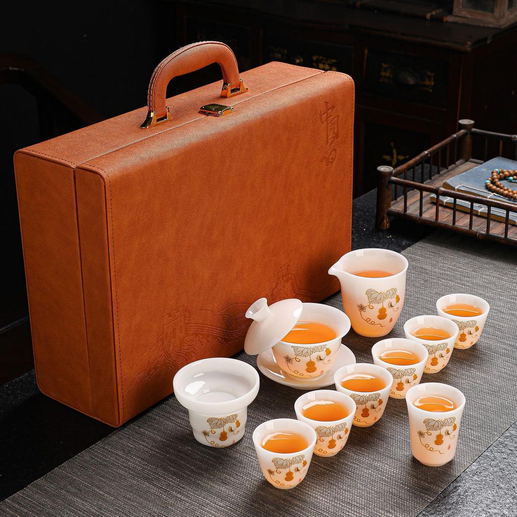Light luxury ice jade porcelain jade tea set gift box set gift high-end merchandise business gifts merchandise souvenir gift