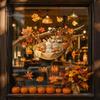 Seasonal Window Films 2Pcs Fall Maple Leaves Animals Static Stickers, Autumn Squirrel/Hedgehog/Rabbit/Raccoon Glass Removable Decor PVC Waterproof