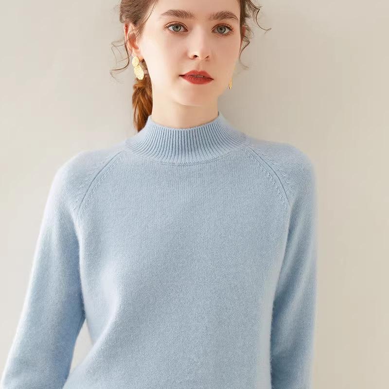 High Neck Cashmere Wool Raglan Sleeve Loose Sweater, 2025 Autumn/Winter Collection