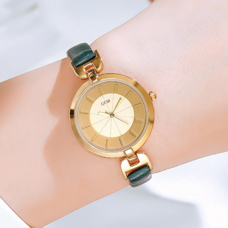 Gedi Fashion Minimalist Womens Quartz Watch With Leather Strap For Casual Daily Use