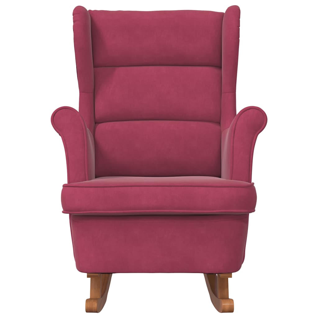 Vidaxl Rocking Armchair with Rubber Feet, Wine Red, Velvet