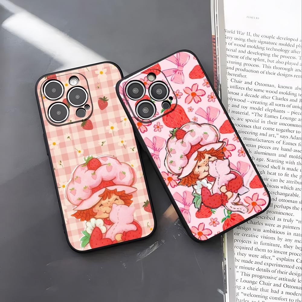 Cartoon S-Strawberry Shortcake Phone Case For IPhone 17 Pro Max 16 15 14 Pro Max 13 11 X Xs Xr 8 7Plus Silicone Cover