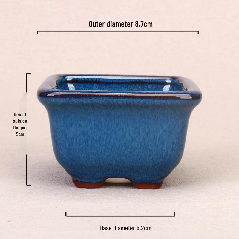 Ceramic Miniature Hand-Shaped Purple Clay Succulent Pot with Blue Glaze - Small Flower Pot for Balcony Seedlings
