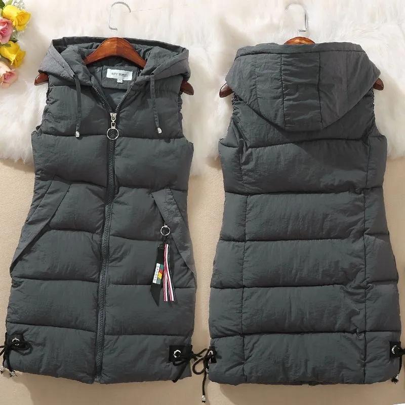 Autumn Women Vest Winter Puffer Parkas Coat Casual Pocket Hooded Waistcoat Female Sleeveless Jacket  Outerwear