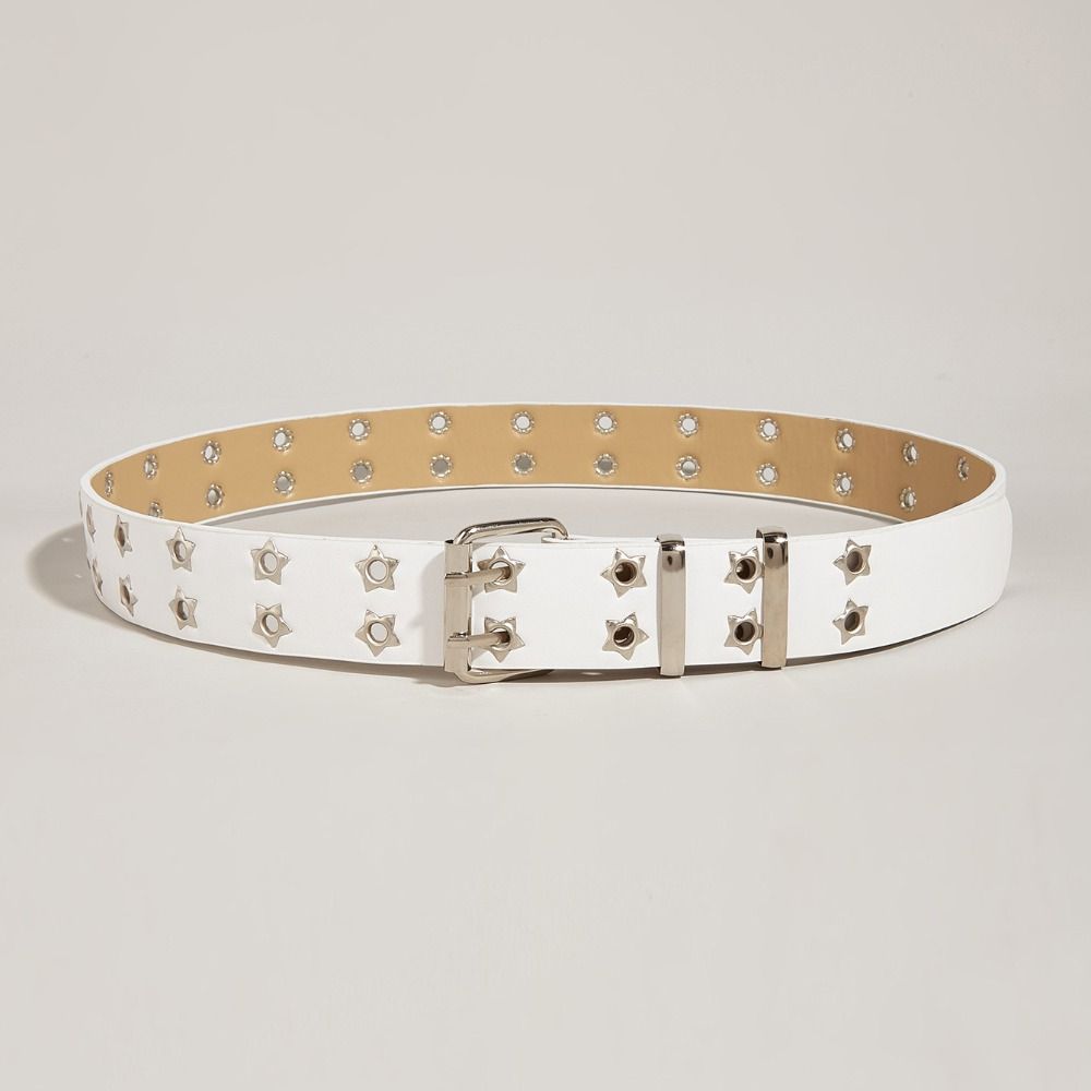 Star Eyelet Rivet Belts Hip Hop Double Pin Buckle Waistband Y2k Waist Band
