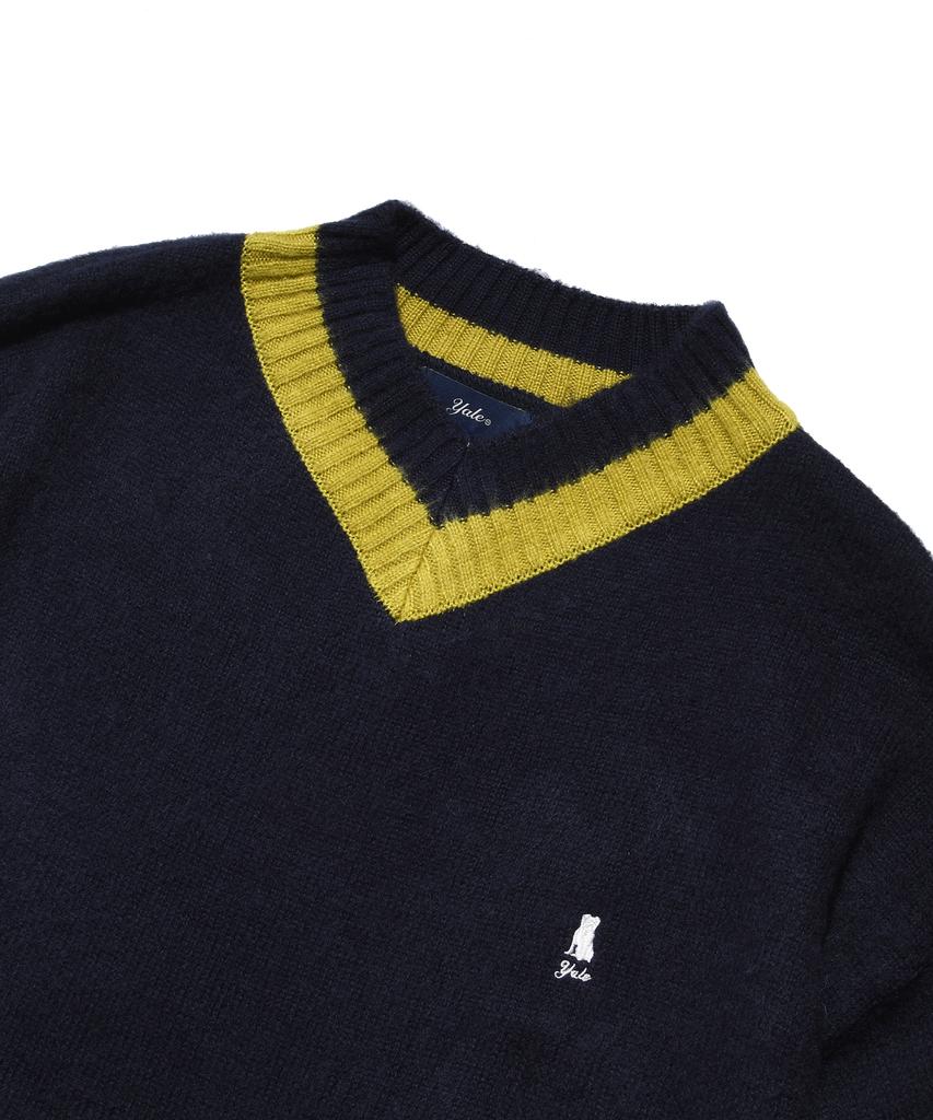 YALE Heritage Dan V-Neck Mohair Knit Navy