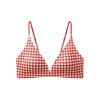 Vintage plaid women's French triangle cup underwear women's seamless big breasts show small breasts pure desire sexy top bra cover