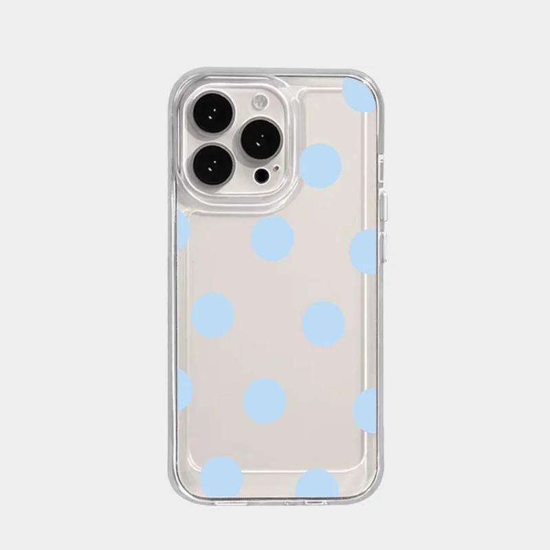 Простой Чехол с Узором в Горошек для Iphone 16 17 15 14 12 13 11 17Pro Max Корейский INS Черный в Горошек Мягкий Чехол iphone 17 синий