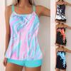 New Bikini Fixed-plate Printing Flat-angle Split Large-size Swimsuit Women