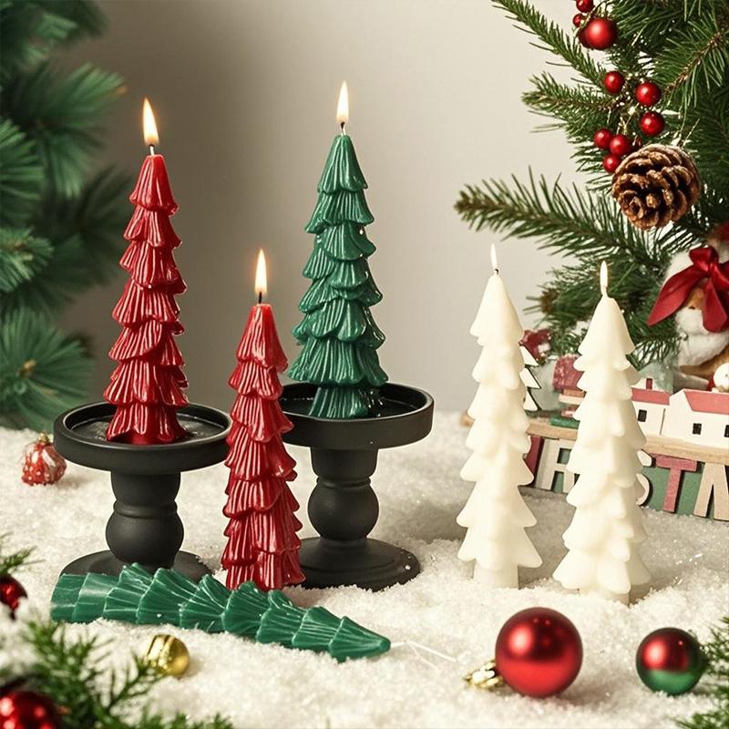 1PC Desktop Party & Tree Holiday Aroma Candle Reusable Tree Soy Wax Candle Set Holiday Decor 14x2cm