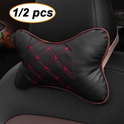 1/2 piezas Almohadas Universales para el Cuello del Coche Ambos Lados Cuero PU Pack Reposacabezas para Alivio del Dolor de Cabeza Relleno de Fibra Interior del Coche