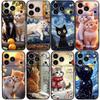 Cute cartoon cat illustration For Apple iPhone 17 16 16E 15 14 13 12 11 Pro Max Plus Black Soft Silicone Phone Case