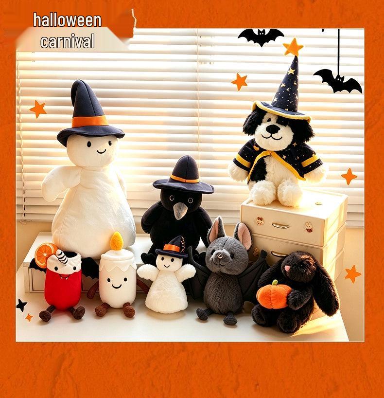 Spooky Halloween Plush Doll: Ghost, Owl, Bat, Pumpkin Ornaments