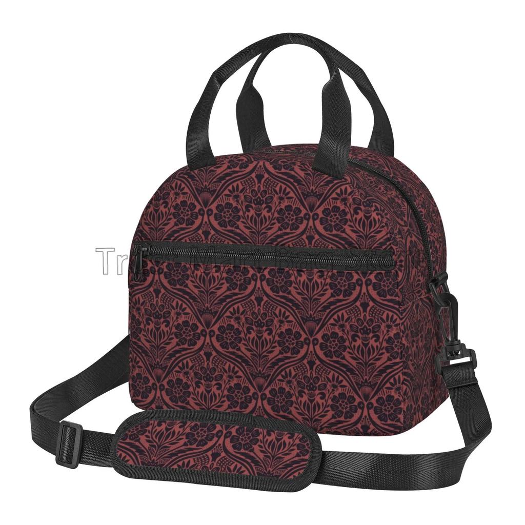 Baroque Damask Luxury Pattern Insulated Lunch Bag for Women Men Resuable Portable Bento Tote Bags with Adjustable Shoulder Strap